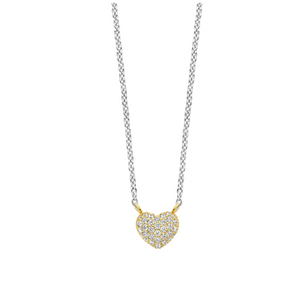 Zirconia Heart Mixed-Metal Necklace