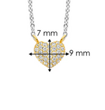 Zirconia Heart Mixed-Metal Necklace