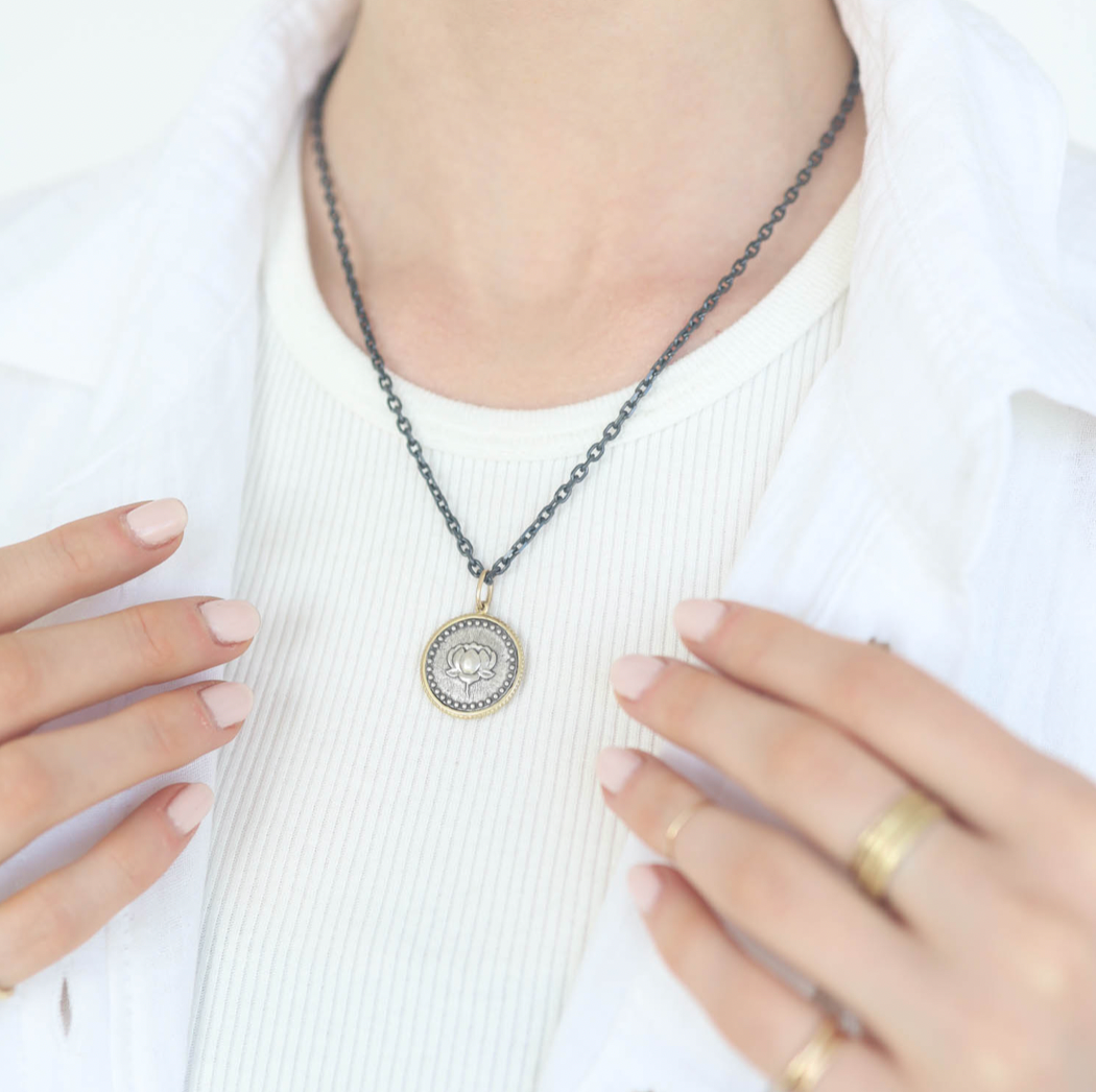Mixed-Metal Lotus Charm