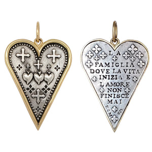 
                
                    Load image into Gallery viewer, Large Slim Heart + Triple Sacred Hearts Charm
                
            