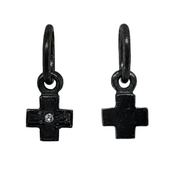 Tiny Antique Cross Diamond Charm