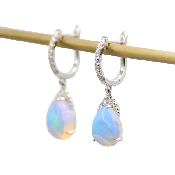 Opal & Diamond Drop Earrings