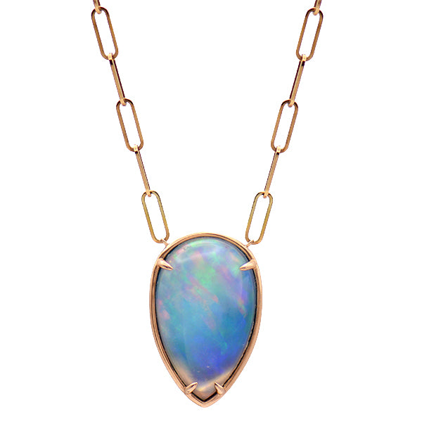 Rose Gold Opal Paperclip Necklace