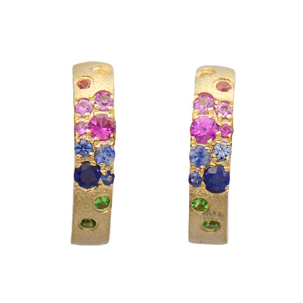 Rainbow Sapphire Hoop Earrings