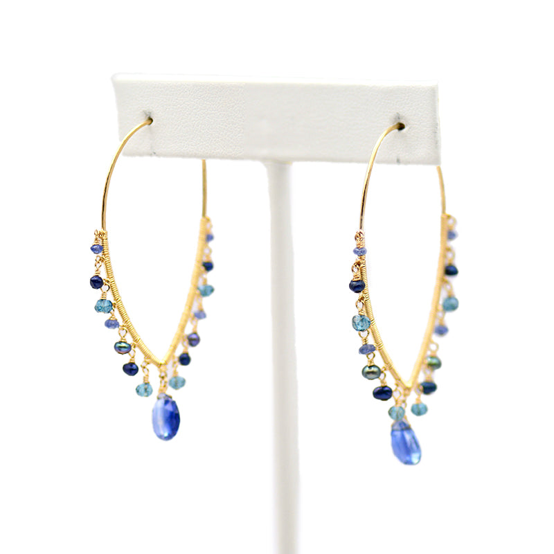 "Indigo Mix" Gem Drop Hoops