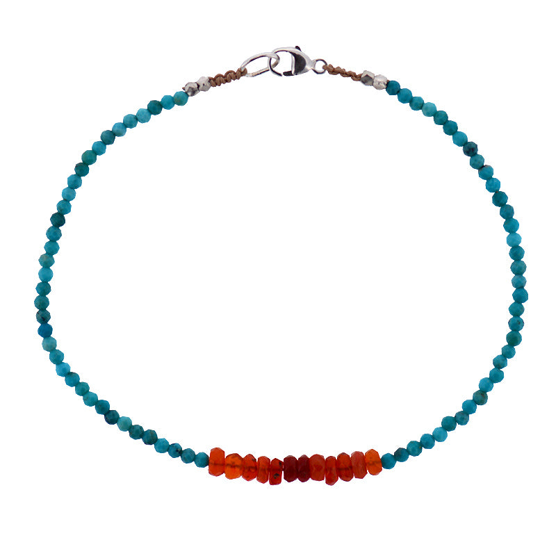 Turquoise & Fire Opal Bracelet