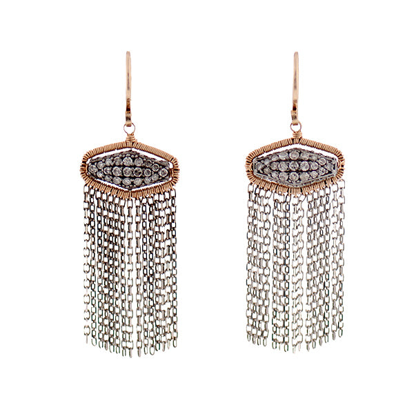 Mixed-Metal Diamond Fringe Earrings
