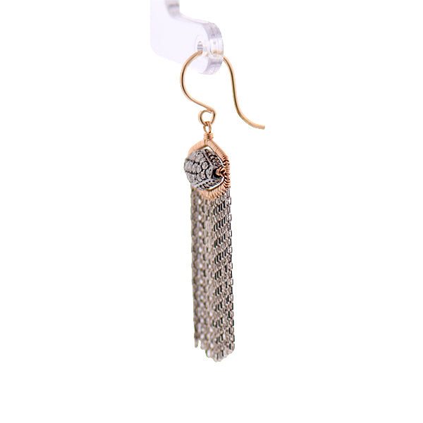 Mixed-Metal Diamond Fringe Earrings
