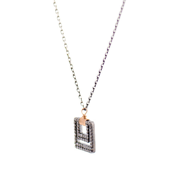 Double Diamond Square Pendant Necklace