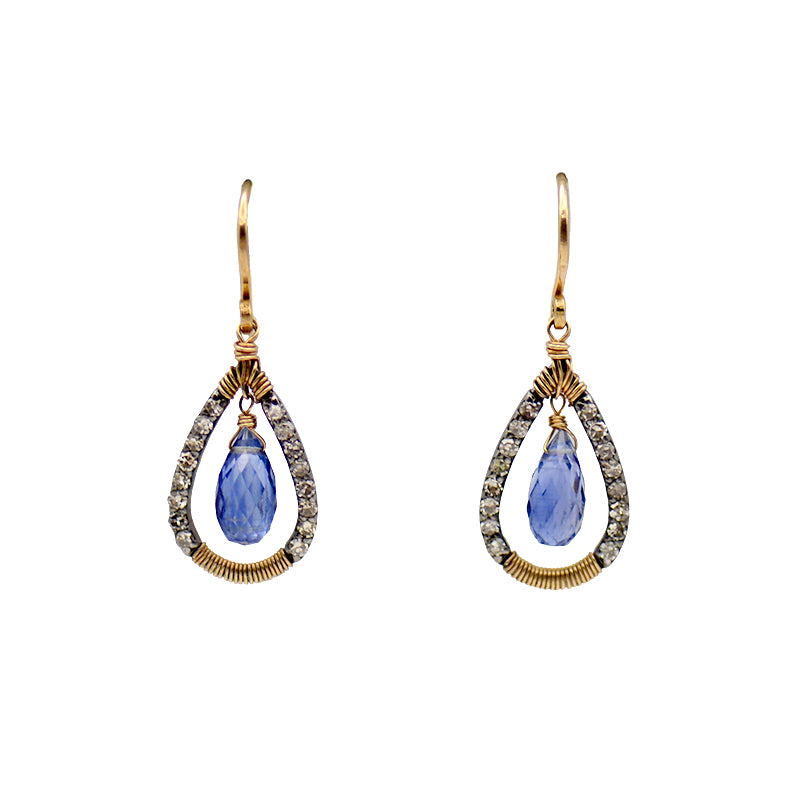 Kyanite & Diamond Drop Earrings