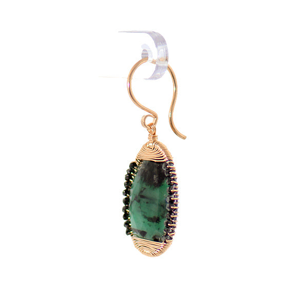 Emerald & Black Diamond Earrings