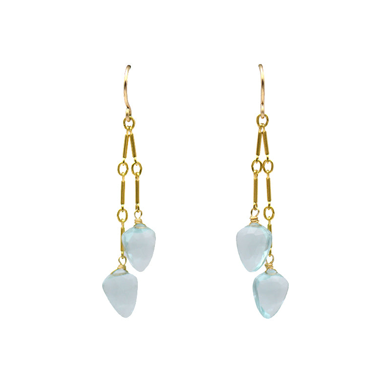Double Aquamarine Drop Earrings