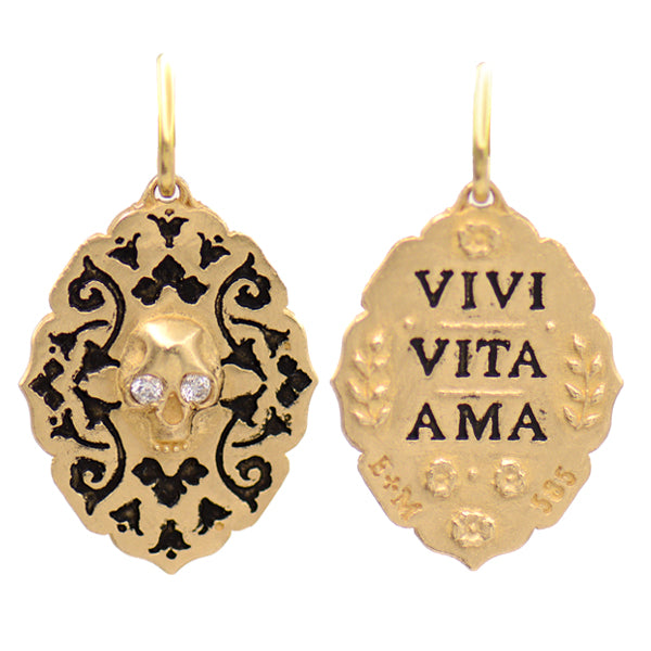 Diamond Skull & Enamel Charm