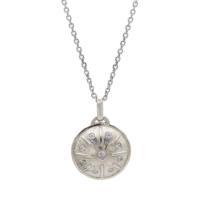 Domed Circle Necklace - Yellow or White Gold