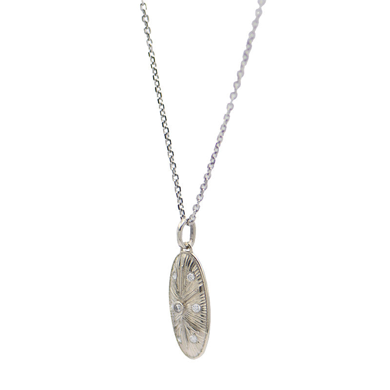 Engraved Oval Diamond Necklace
