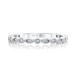 Alternating Marquise Round Stack Band - White Gold