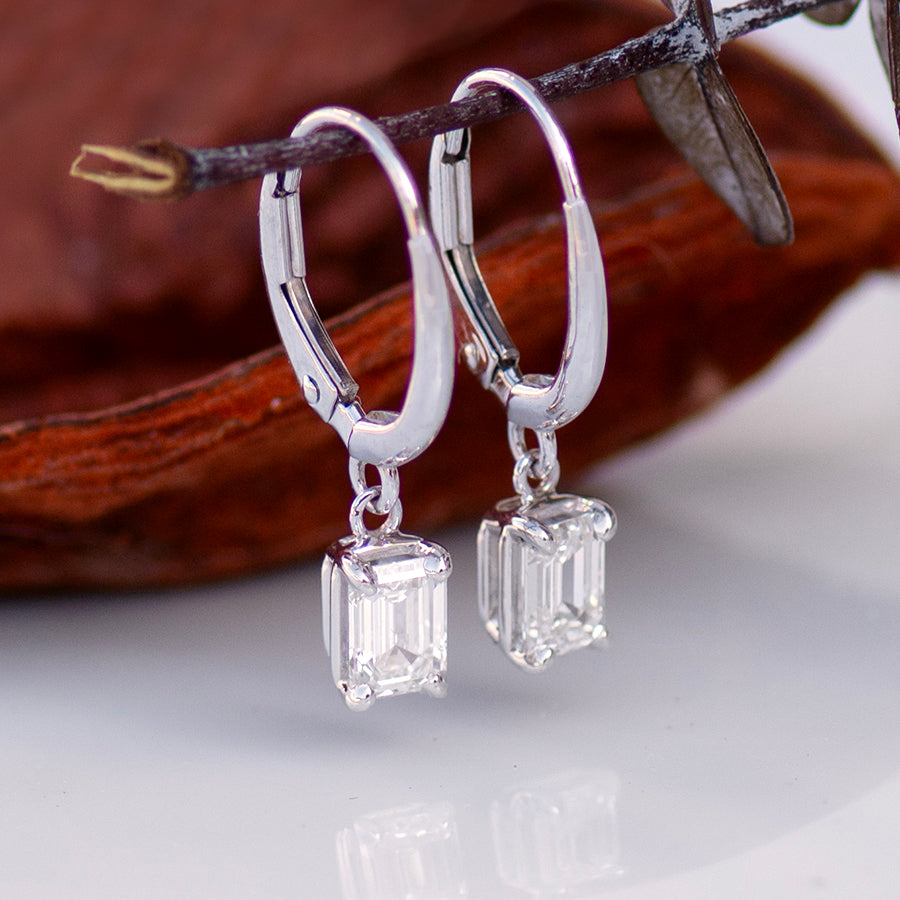 Emerald Cut Diamond Drops