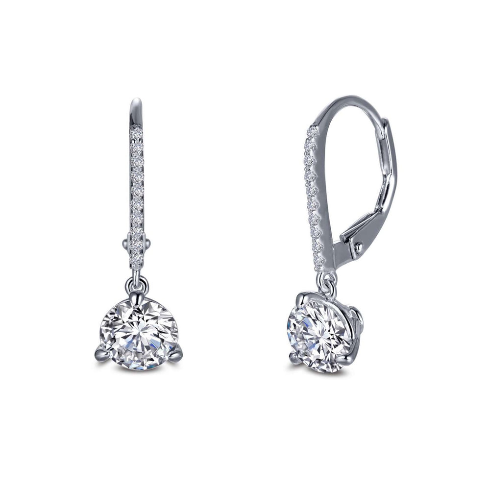 Leverback Solitaire Drop Earrings