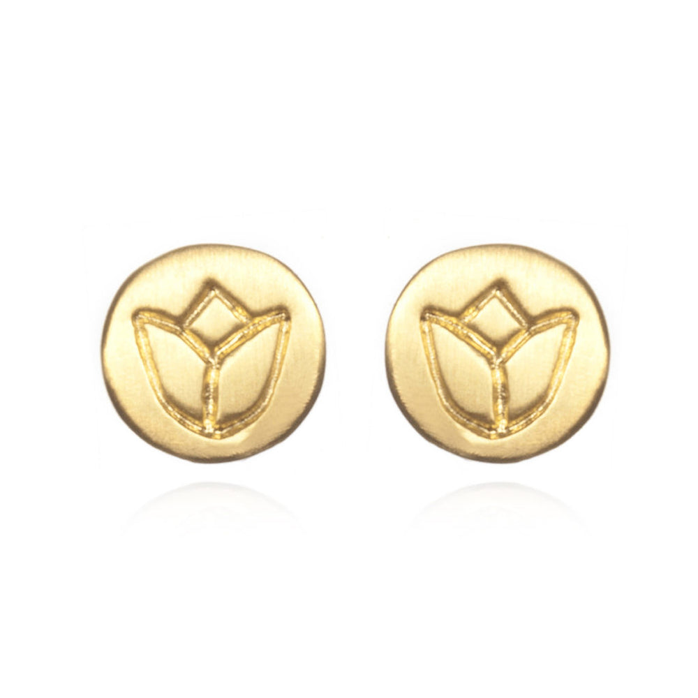 Gold Lotus Stud Earrings