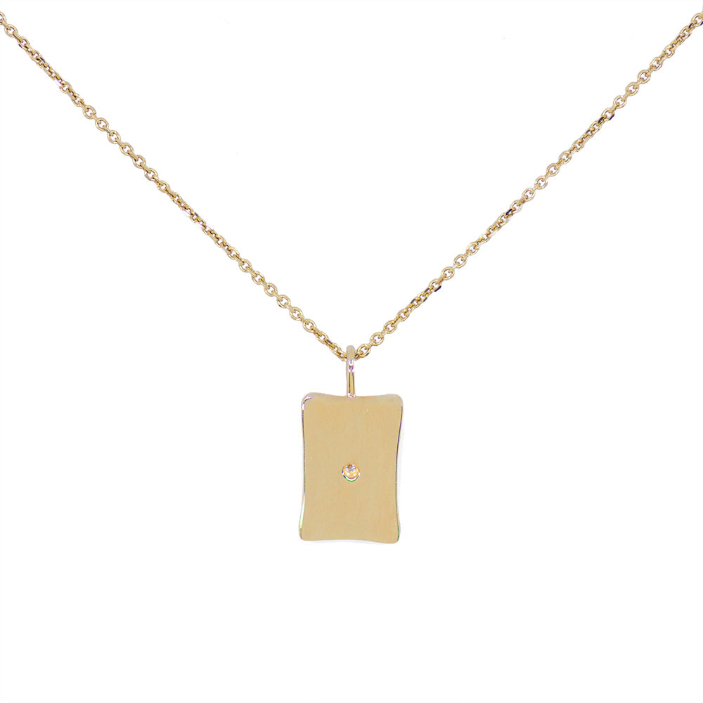 Rectangle Pave Diamond Necklace - Yellow Gold