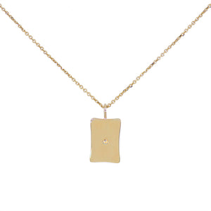 Rectangle Pave Diamond Necklace - Yellow Gold