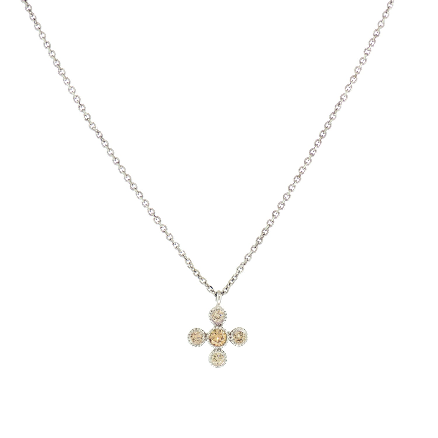 Cognac Diamond Clover Necklace