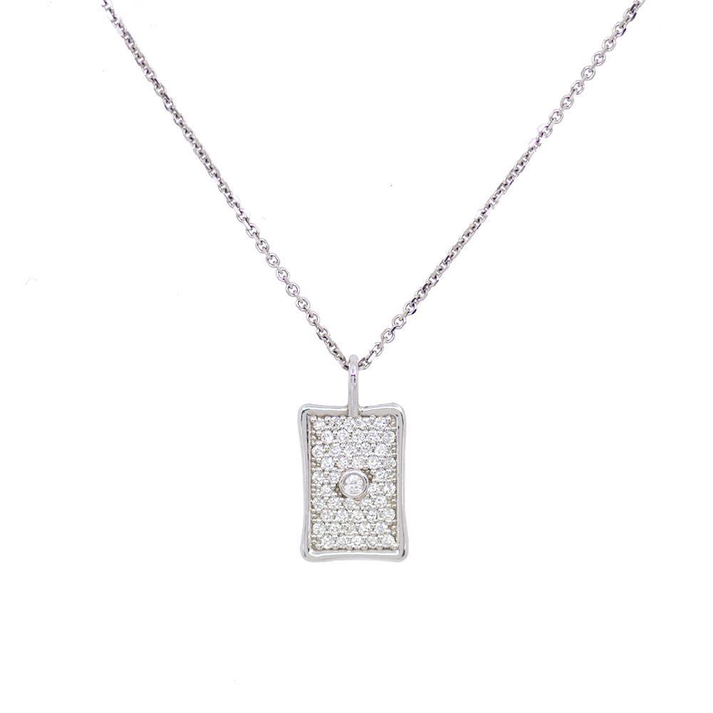 
                
                    Load image into Gallery viewer, Rectangle Pave Diamond Necklace - White Gold
                
            