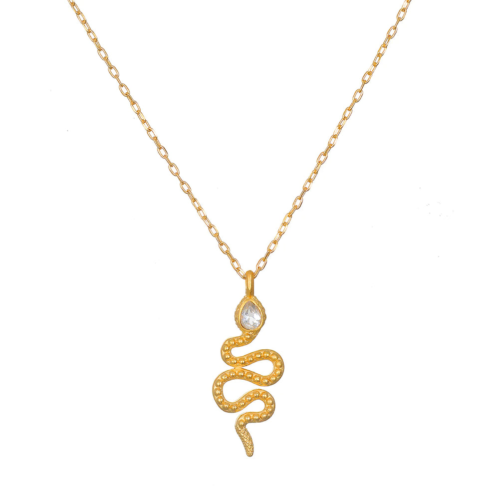 
                
                    Load image into Gallery viewer, Enduring Individuality White Topaz Snake Necklace
                
            