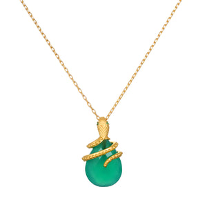
                
                    Load image into Gallery viewer, Guiding Energy Green Onyx Snake Necklace
                
            