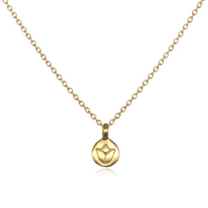 
                
                    Load image into Gallery viewer, Mini Gold Lotus Necklace
                
            