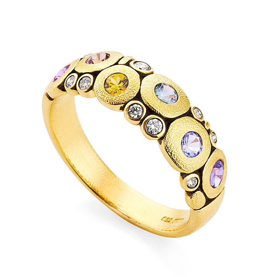 "Candy" Ring - Pastel Sapphire + Diamond Mix