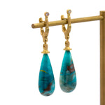 "Sticks and Stones" Blue Copper Wood Opal Earrings