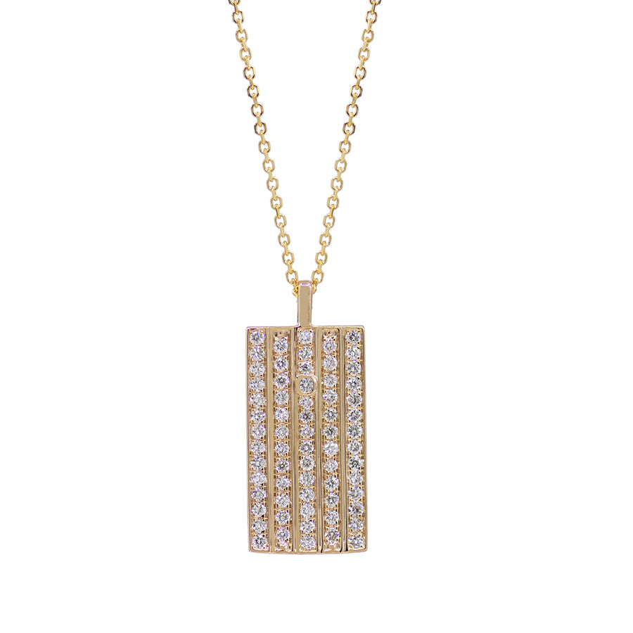 Wide Rectangle Diamond Necklace - Yellow Gold