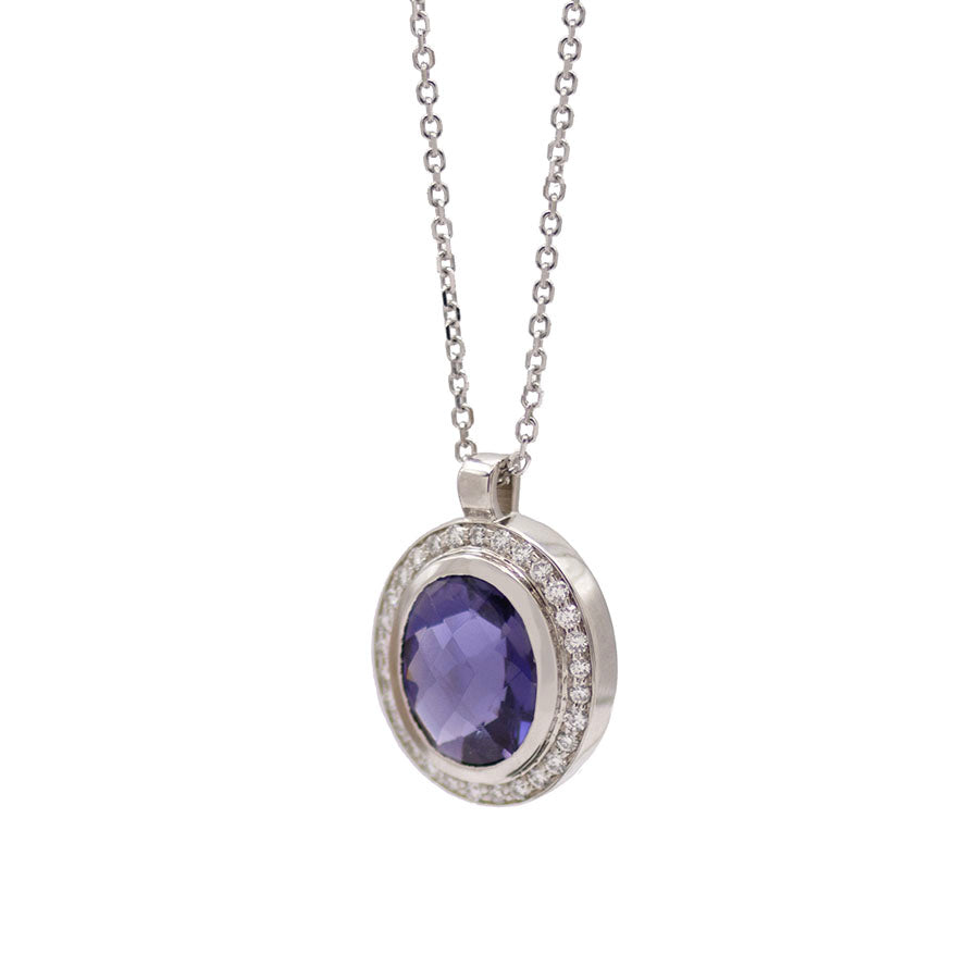 
                
                    Load image into Gallery viewer, Iolite + Diamond Necklace
                
            