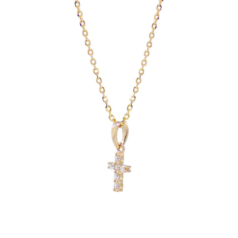 Mini Cross Necklace - Yellow Gold