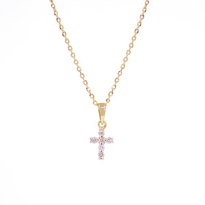 Mini Cross Necklace - Yellow Gold