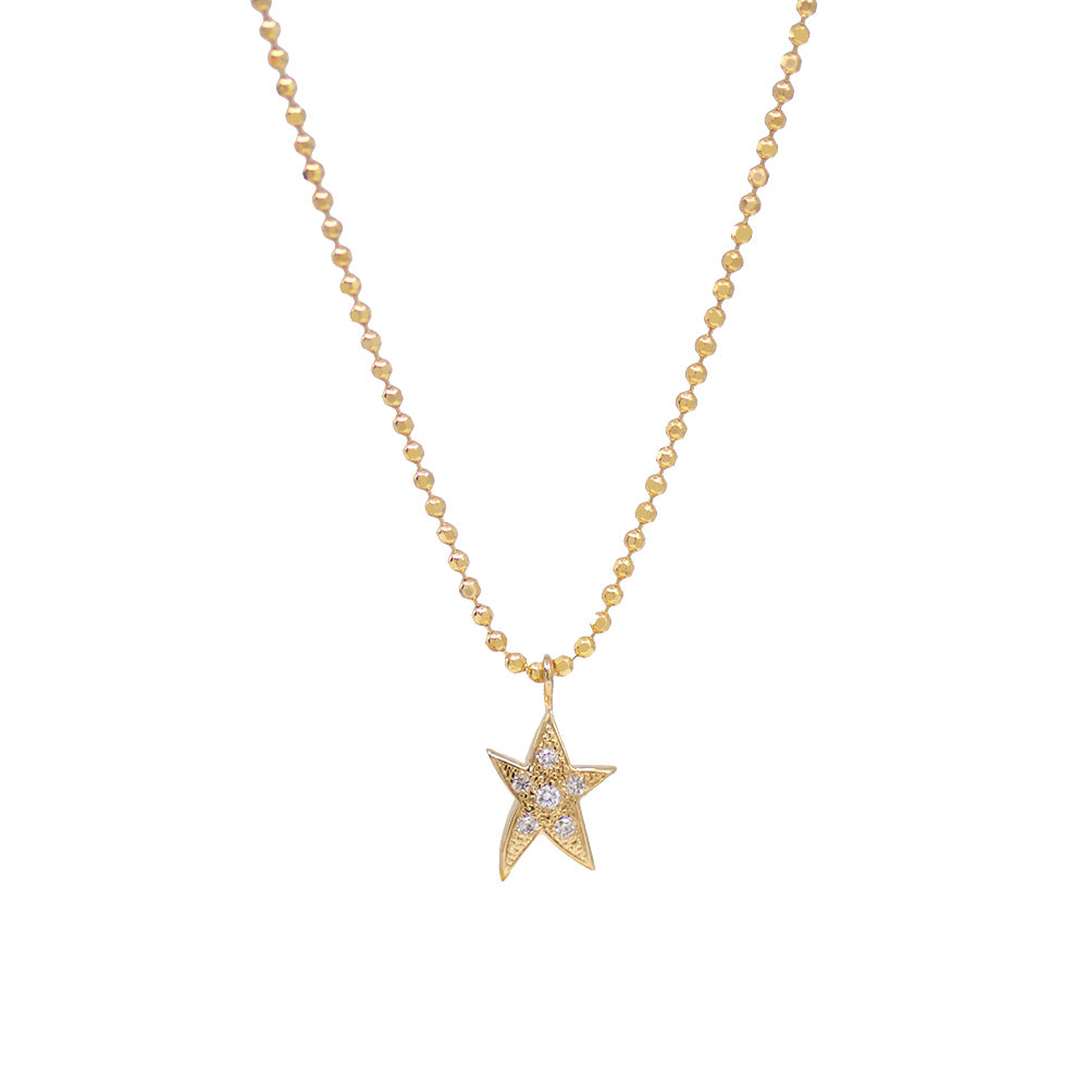 Pave Star Necklace - Yellow Gold