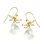 Moonstone Pearl Cluster Earrings