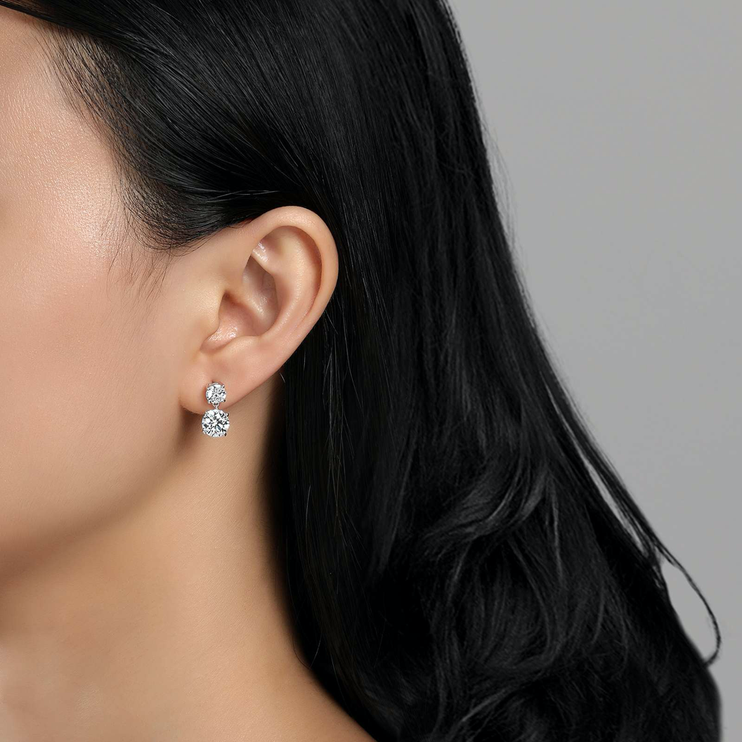 4 Prong Double Drop Earrings