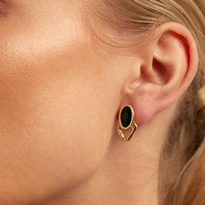 
                
                    Load image into Gallery viewer, &amp;quot;The Queen&amp;quot; Earrings - Black + Gold
                
            