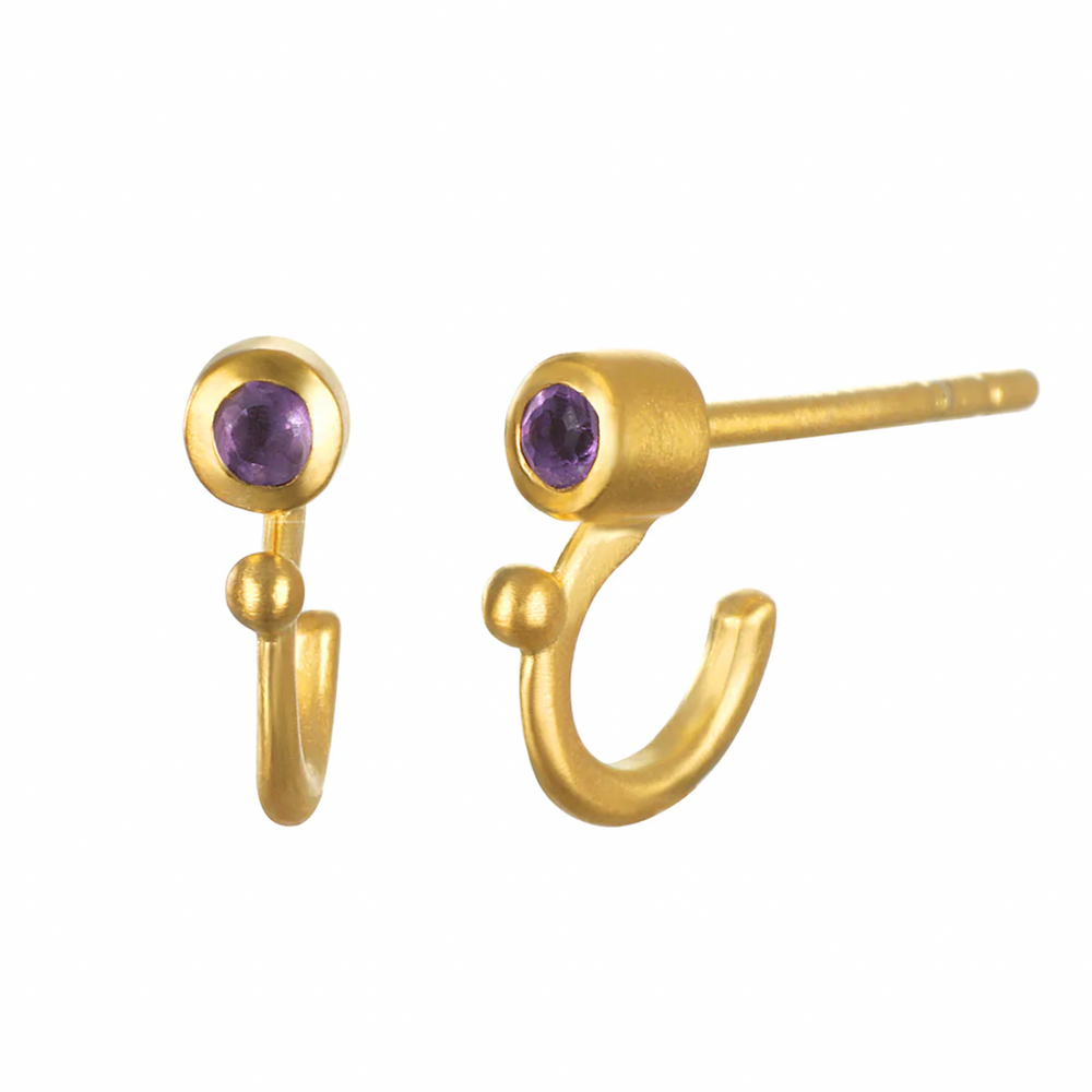 
                
                    Load image into Gallery viewer, Crown Chakra Mini Hoop Earrings
                
            