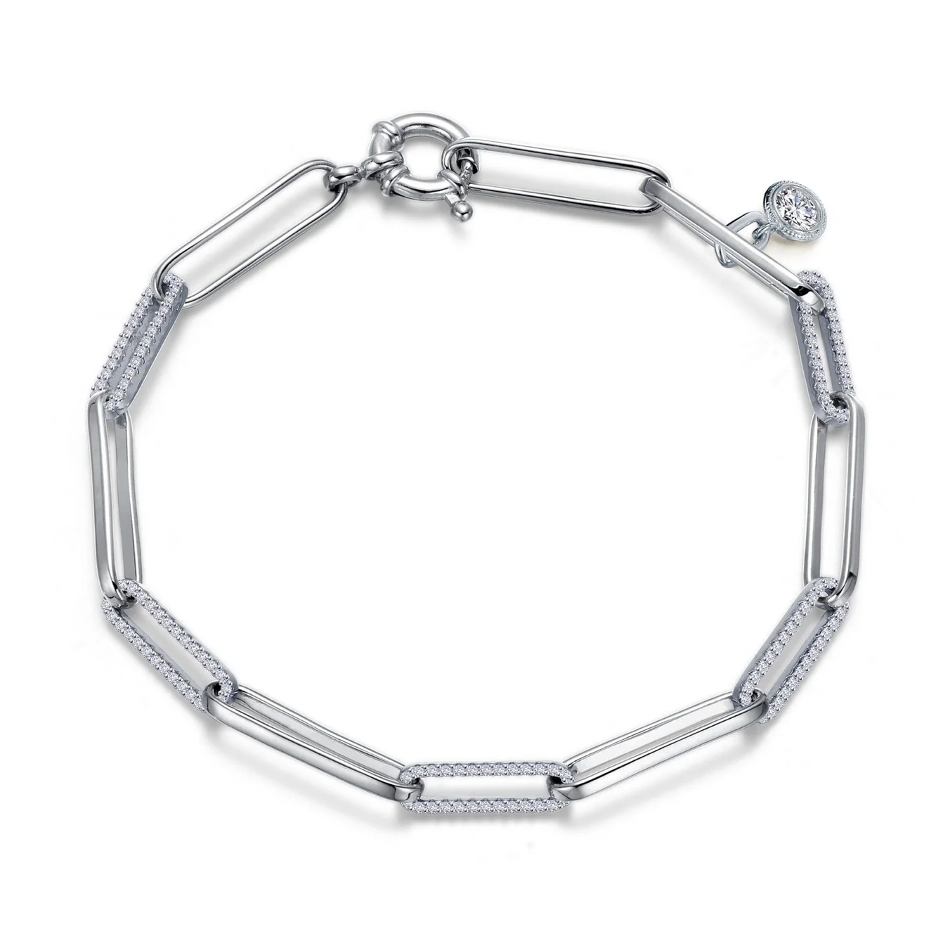 Alternating Zirconia Paperclip Bracelet