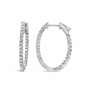 
                
                    Load image into Gallery viewer, White Gold Oval Diamond Hoops - Multiple Sizes
                
            
