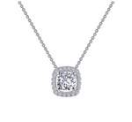 Cushion Cut Halo Necklace