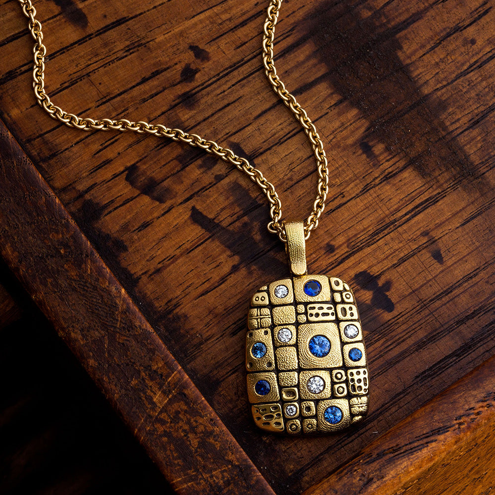 "Old Pathway" Sapphire + Diamond Necklace