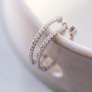 Inside Out Diamond Hoops - White Gold