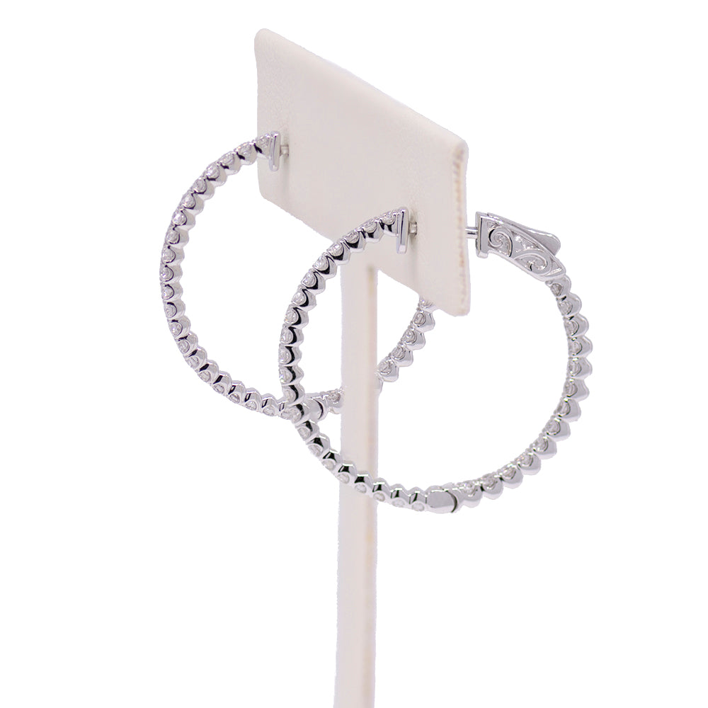 Inside Out Diamond Hoops - White Gold