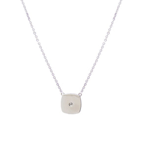 
                
                    Load image into Gallery viewer, White Gold Pave Cushion Necklace
                
            