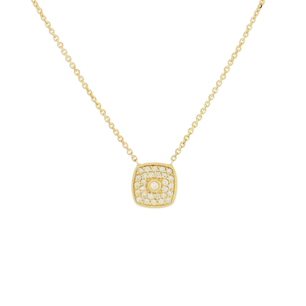 
                
                    Load image into Gallery viewer, Yellow Gold Pave Cushion Necklace
                
            