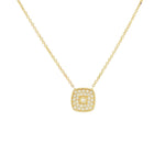 Yellow Gold Pave Cushion Necklace